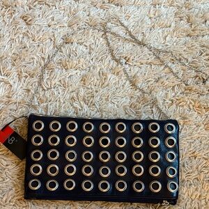 Navy Grommet Studded Clutch